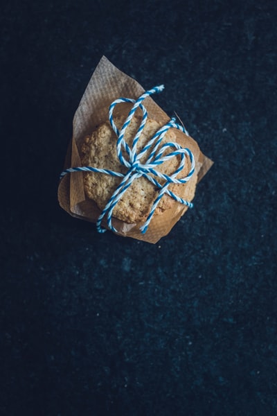 饼干包蓝白花边